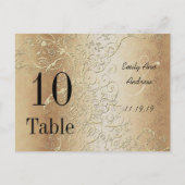 Elegant Gold Swirls Black Font Table Numbers Briefkaart (Achterkant)