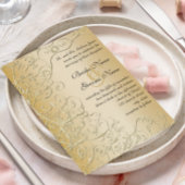 Elegant Gold Swirls Black Font Wedding Invitation Kaart