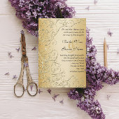 Elegant Gold Swirls Black Font Wedding Invitation Kaart