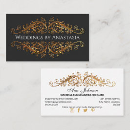 Elegant Gold Swirls Black Glow Visitekaartje