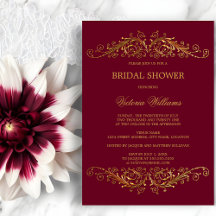 Elegant Gold Swirls Burgundy Wine