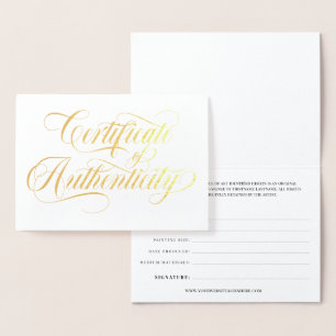 Elegant Gold Swirls Certificate of Authenticity Folie Kaarten
