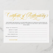 Elegant Gold Swirls Certificate of Authenticity Folie Uitnodiging (Voorkant)