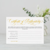 Elegant Gold Swirls Certificate of Authenticity Folie Uitnodiging (Staand Voorkant)