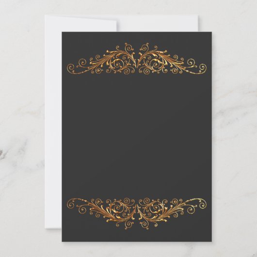 Elegant Gold Swirls Dark Grey Kaart (Achterkant)