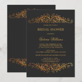 Elegant Gold Swirls Dark Grey Kaart (Voorkant / Achterkant)