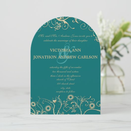 Elegant Gold Swirls Deep Emerald of om het even we Kaart (Staand voorkant)