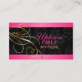 Elegant Gold Swirls en Black Damask Visitekaartje (Voorkant)