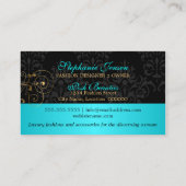 Elegant Gold Swirls en Black Damask Visitekaartje (Achterkant)