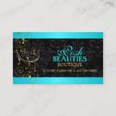 Elegant Gold Swirls en Black Damask Visitekaartje (Voorkant)