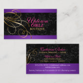 Elegant Gold Swirls en Black Damask Visitekaartje (Voorkant / Achterkant)