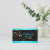 Elegant Gold Swirls en Black Damask Visitekaartje (Staand voorkant)