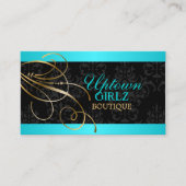 Elegant Gold Swirls en Black Damask Visitekaartje (Voorkant)