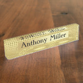 Elegant Gold Swirls en Polka Dots Naambordje (Zijkant)