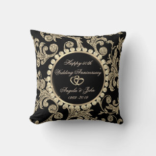 Elegant Gold Swirls, Heart 50th Wedding Jubileum Kussen
