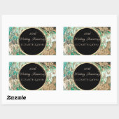 Elegant Gold Swirls Jubileum Green Marble Rechthoekige Sticker (Vel)