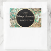 Elegant Gold Swirls Jubileum Green Marble Rechthoekige Sticker (Tas)