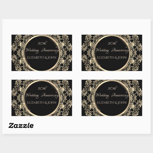 Elegant Gold Swirls Jubileum Rechthoekige Sticker (Vel)