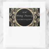 Elegant Gold Swirls Jubileum Rechthoekige Sticker (Tas)