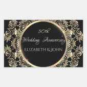 Elegant Gold Swirls Jubileum Rechthoekige Sticker (Voorkant)