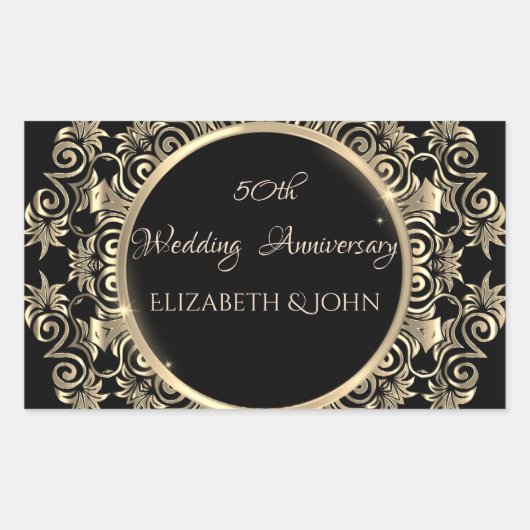 Elegant Gold Swirls Jubileum Rechthoekige Sticker (Voorkant)