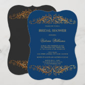 Elegant Gold Swirls Navy Blue Kaart (Voorkant / Achterkant)