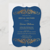 Elegant Gold Swirls Navy Blue Kaart (Voorkant)