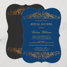 Elegant Gold Swirls Navy Blue Kaart