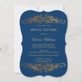 Elegant Gold Swirls Navy Blue Kaart (Voorkant)