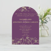 Elegant Gold Swirls Paars of in kleur Kaart (Staand voorkant)