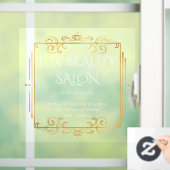 Elegant Gold Swirls Text Business Openingstijden Raamsticker (Huis)