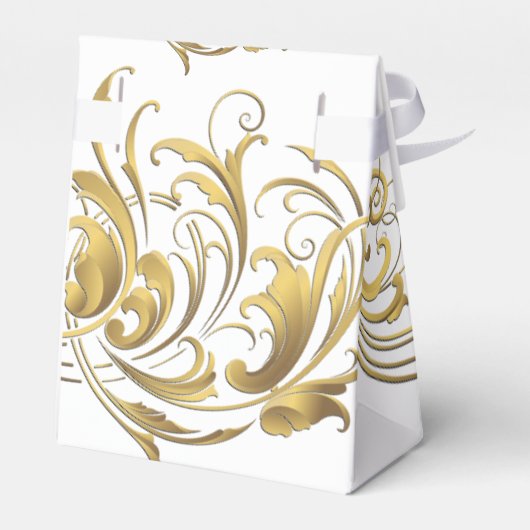 Elegant Gold  Swirls Wedding Bedankdoosjes (Achterkant)