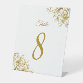 Elegant Gold  Swirls Wedding Reclamebord Met Voetstuk