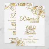 Elegant Gold Swirls Wedding Rehearsal Din Kaart (Voorkant / Achterkant)