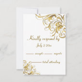 Elegant Gold  Swirls Wedding RSVP Kaartje (Achterkant)