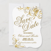 Elegant Gold  Swirls Wedding Save The Date (Voorkant)