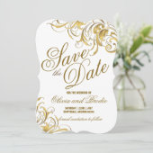 Elegant Gold  Swirls Wedding Save The Date (Staand voorkant)