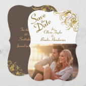 Elegant Gold  Swirls Wedding Save The Date (Voorkant / Achterkant)