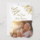 Elegant Gold  Swirls Wedding Save The Date (Voorkant)