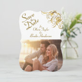 Elegant Gold  Swirls Wedding Save The Date (Staand voorkant)