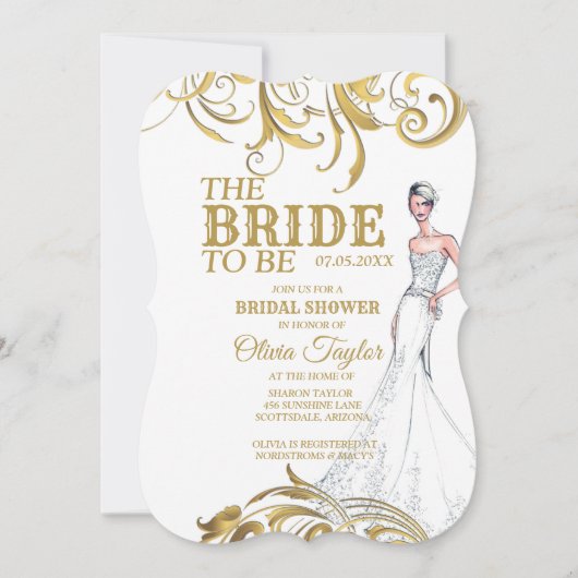 Elegant Gold  Swirls Wedding Vrijgezellenfeest Kaart (Voorkant)