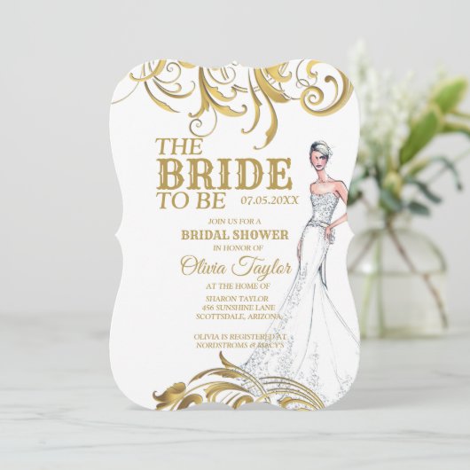 Elegant Gold  Swirls Wedding Vrijgezellenfeest Kaart (Staand voorkant)