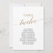 Elegant Gold Table Number 12 Seating Chart Kaart (Achterkant)