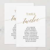 Elegant Gold Table Number 12 Seating Chart Kaart (Voorkant / Achterkant)