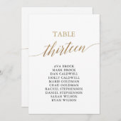 Elegant Gold Table Number 13 Seating Chart Kaart (Voorkant / Achterkant)