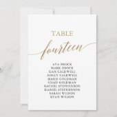 Elegant Gold Table Number 14 Seating Chart Kaart (Voorkant)