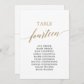 Elegant Gold Table Number 14 Seating Chart Kaart (Voorkant / Achterkant)