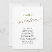 Elegant Gold Table Number 17 Seating Chart Kaart (Voorkant)