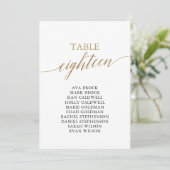 Elegant Gold Table Number 18 Seating Chart Kaart (Staand voorkant)
