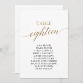 Elegant Gold Table Number 18 Seating Chart Kaart (Voorkant / Achterkant)